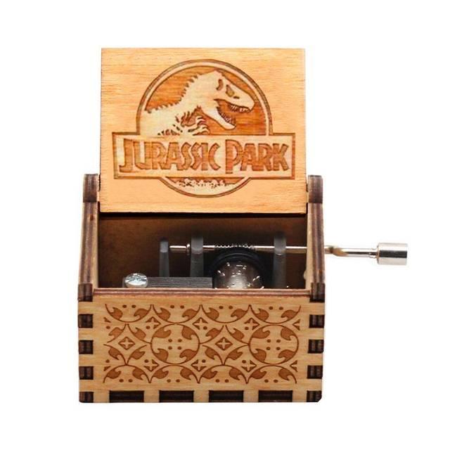 2025 Black Wooden Music Box  Jurassic Park  Caja Musical Queen Totoro Hand Cranked Wood Musical Box Christmas Gift