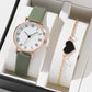 5/2PCS Watch Set For Women Luxury Leather Analog Ladies Quartz Wristwatch Fashion Bracelet Watch 2025 Relogio Feminino New Top