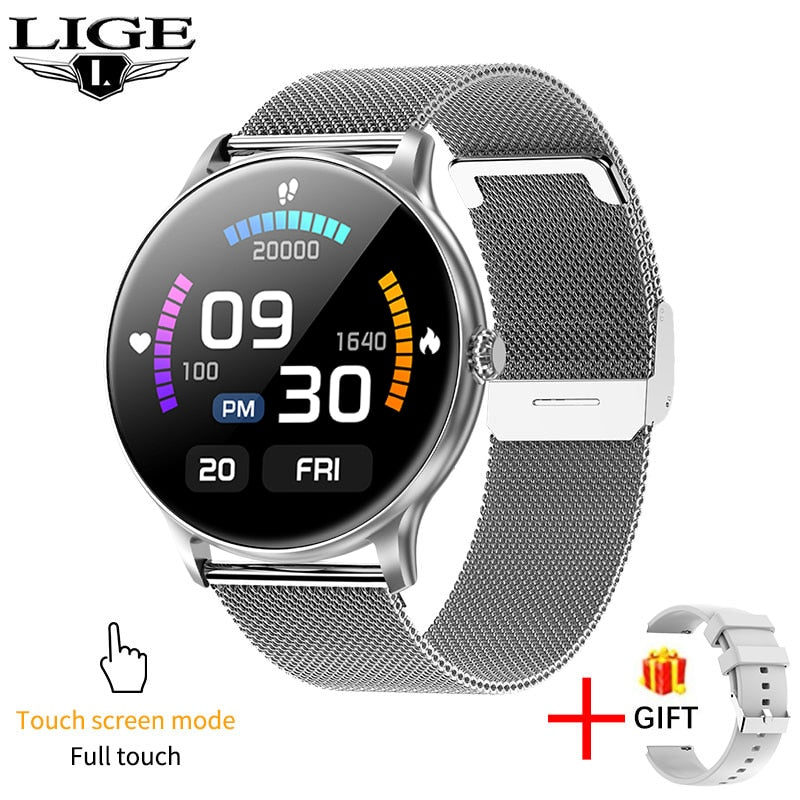LIGE GPS Track 2025 Bluetooth Call Women Smart Watch Men Full Touch Fitness Track Waterproof Men Smartwatch Lady For Android IOS