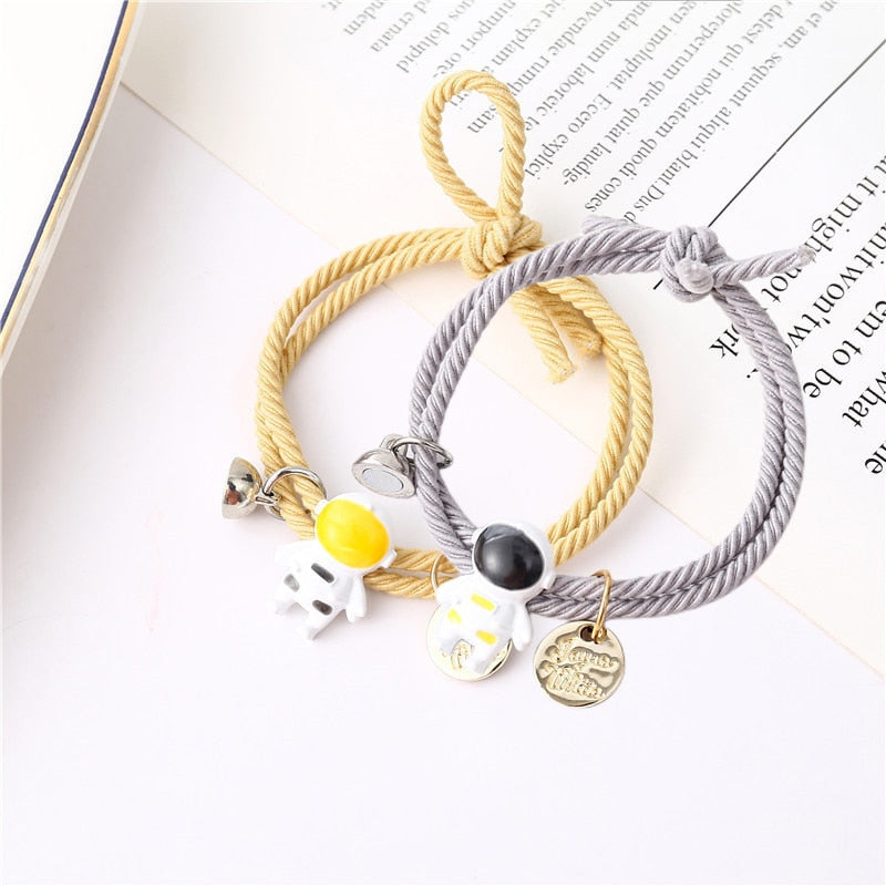 2Pcs Fashion Star Moon Magnetic Pendant Couple Bracelets for Women Handmade Rope Chain Bracelet Friendship Minimalist Jewelry