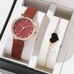 5/2PCS Watch Set For Women Luxury Leather Analog Ladies Quartz Wristwatch Fashion Bracelet Watch 2025 Relogio Feminino New Top