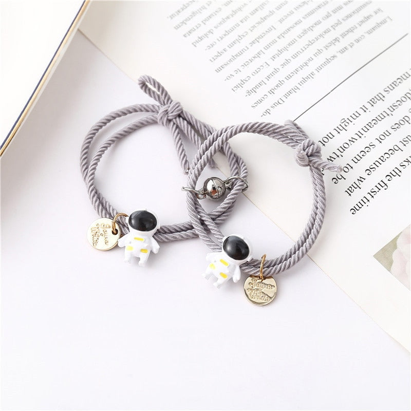 2Pcs Fashion Star Moon Magnetic Pendant Couple Bracelets for Women Handmade Rope Chain Bracelet Friendship Minimalist Jewelry