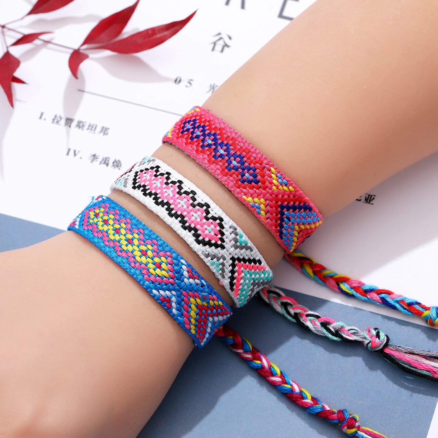 Boho 12pcs/set Multicolor Embroidery String Handwoven Friendship Bracelet Women Wholesale New Fashion Handmade Jewelry Present