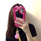 Barbie Phone Case for 11 12 13 14 Pro Max Mini Xsmax Xr Xs X 6 7 8 Plus Se Anime Doll Pendant Fashion Cover with Mirror