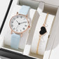 5/2PCS Watch Set For Women Luxury Leather Analog Ladies Quartz Wristwatch Fashion Bracelet Watch 2025 Relogio Feminino New Top