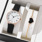5/2PCS Watch Set For Women Luxury Leather Analog Ladies Quartz Wristwatch Fashion Bracelet Watch 2025 Relogio Feminino New Top