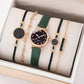 5/2PCS Watch Set For Women Luxury Leather Analog Ladies Quartz Wristwatch Fashion Bracelet Watch 2025 Relogio Feminino New Top