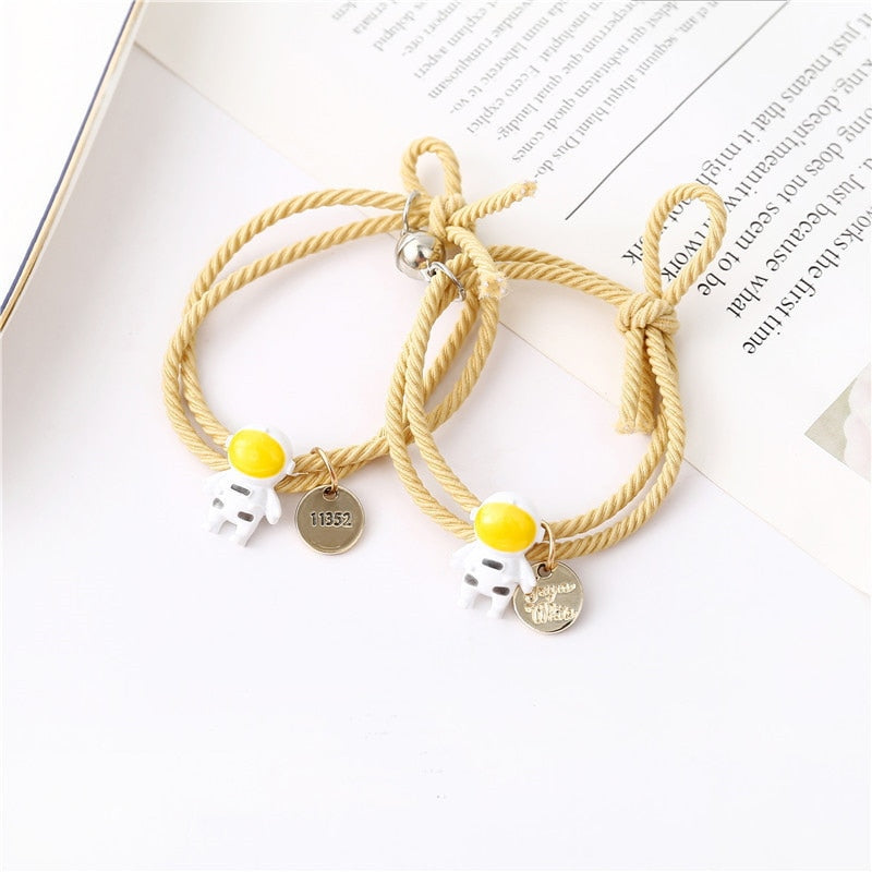 2Pcs Fashion Star Moon Magnetic Pendant Couple Bracelets for Women Handmade Rope Chain Bracelet Friendship Minimalist Jewelry