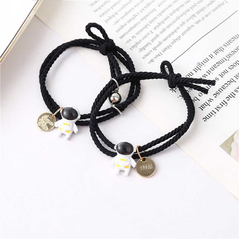 2Pcs Fashion Star Moon Magnetic Pendant Couple Bracelets for Women Handmade Rope Chain Bracelet Friendship Minimalist Jewelry