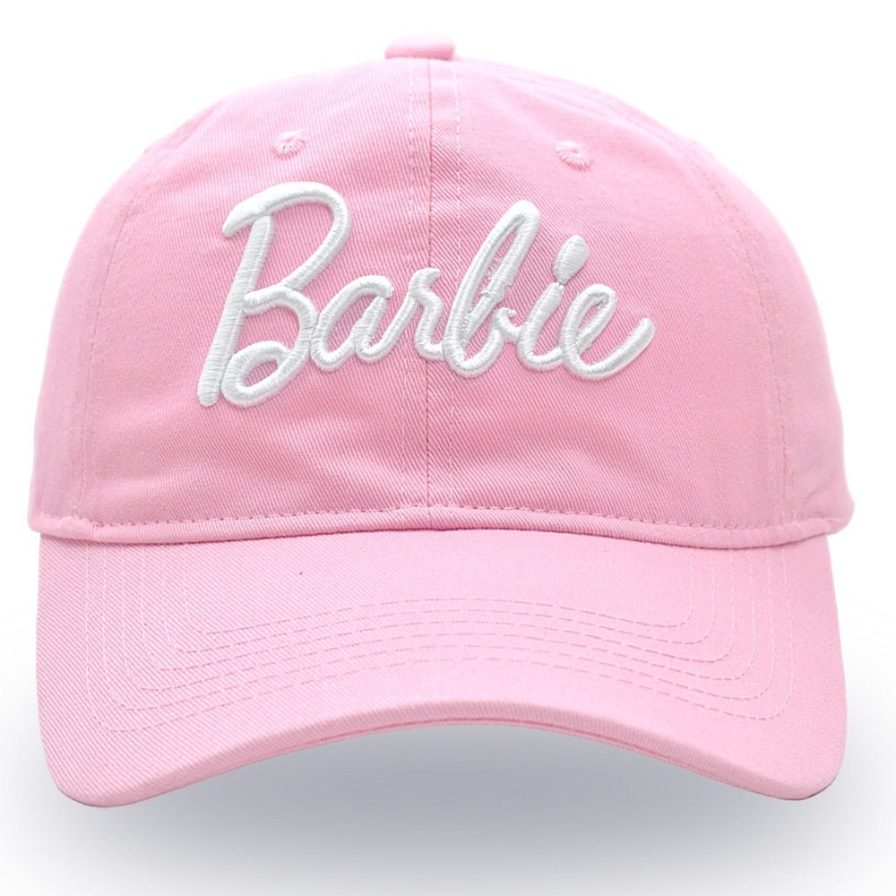 New Barbie Letters Embroidered Baseball Cap Anime Cartoon Fashion Summer Adjustable Sun Caps Outdoor Casual Peaked Hat