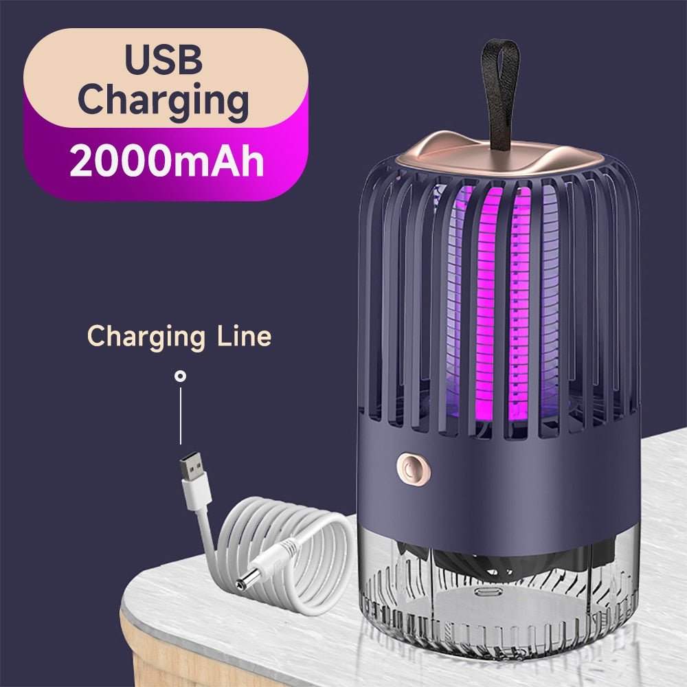 2025 New Electric Shock Mosquito Killer Lamp UV Light USB Charging Mute Trap Flies Bug Zapper Repellent Anti Mosquito Light