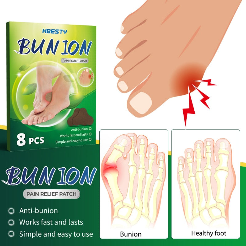 8pcs/box Anti Bunion Patch Finger Toe Bunion Pain Relief  Bunion Corrector Foot Bone Thumb Corrector Stickers Foot Care Tools