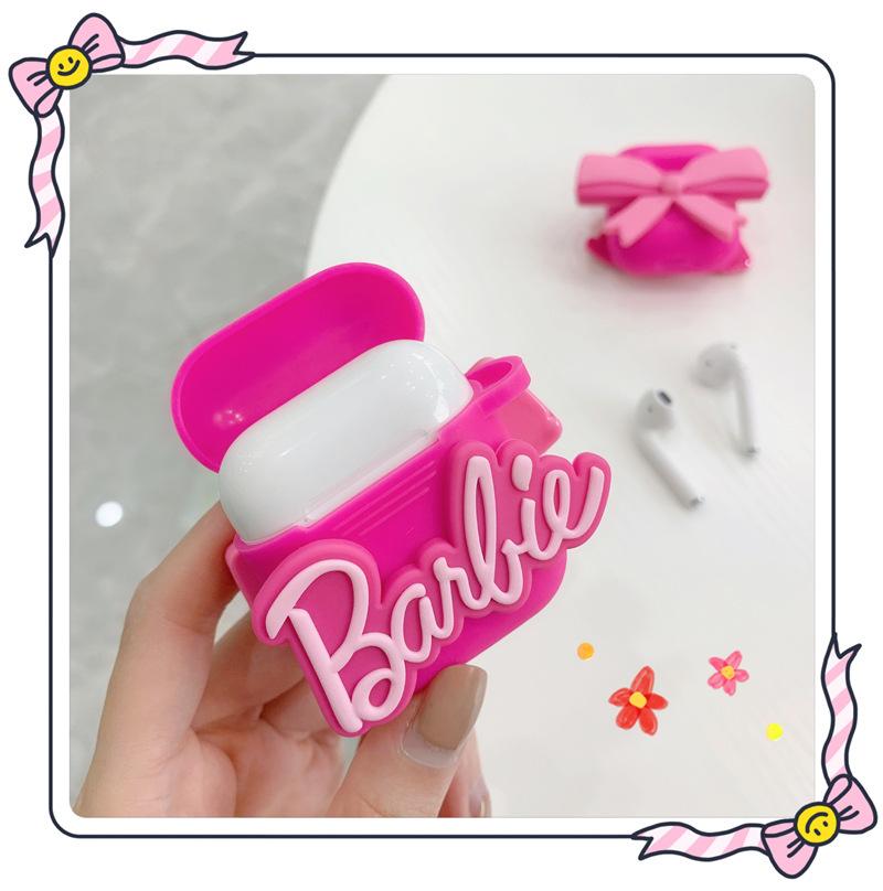 Barbie Bluetooth Earphone Case for Airpods Pro 1 2 3 Anime Cartoon Cute Silicone Protective Soft Cover with Plush Pendant