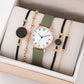 5/2PCS Watch Set For Women Luxury Leather Analog Ladies Quartz Wristwatch Fashion Bracelet Watch 2025 Relogio Feminino New Top