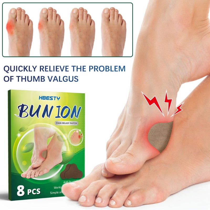 8pcs/box Anti Bunion Patch Finger Toe Bunion Pain Relief  Bunion Corrector Foot Bone Thumb Corrector Stickers Foot Care Tools