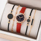 5/2PCS Watch Set For Women Luxury Leather Analog Ladies Quartz Wristwatch Fashion Bracelet Watch 2025 Relogio Feminino New Top