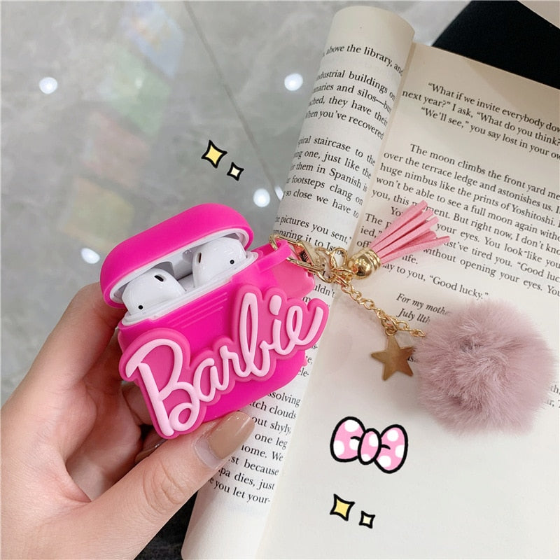Barbie Bluetooth Earphone Case for Airpods Pro 1 2 3 Anime Cartoon Cute Silicone Protective Soft Cover with Plush Pendant