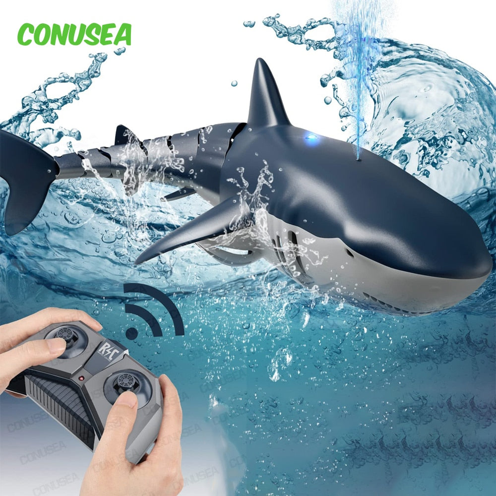 RC Boat 2.4G Remote Controlled Shark Whale Spray Water Radio Controlled Boats outdoor lake swimming pool Toys for boys Children
