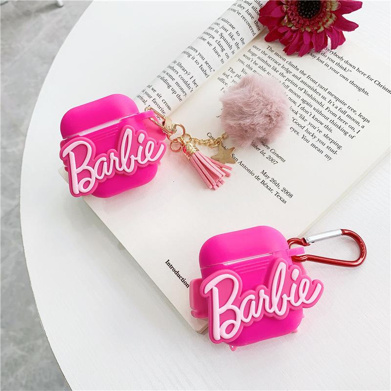 Barbie Bluetooth Earphone Case for Airpods Pro 1 2 3 Anime Cartoon Cute Silicone Protective Soft Cover with Plush Pendant