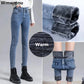 Streetwear High Waist Plush Lined Jeans Winter Thicken Slim Denim Pants Women's Skinny Pencil Vaqueros Vintage Leggings Trousers