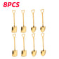 4/8PCS Shovel Spoons Stainless Steel TeaSpoons Creative Coffee Spoon For Ice cream Dessert Scoop Tableware Cutlery set