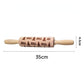 Printed Rolling Pin Rock Snowflake Elk Wooden Rolling Embossing Baking Cookies Biscuit Fondant Cake Patterned Roller 35*5cm