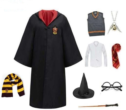 Harry Potter Cosplay Clothes Potter Cosplay Costume Robe Cloak With Tie Scarf Wand Glasses Sweater Shirt Skirt Cosplay Accessories