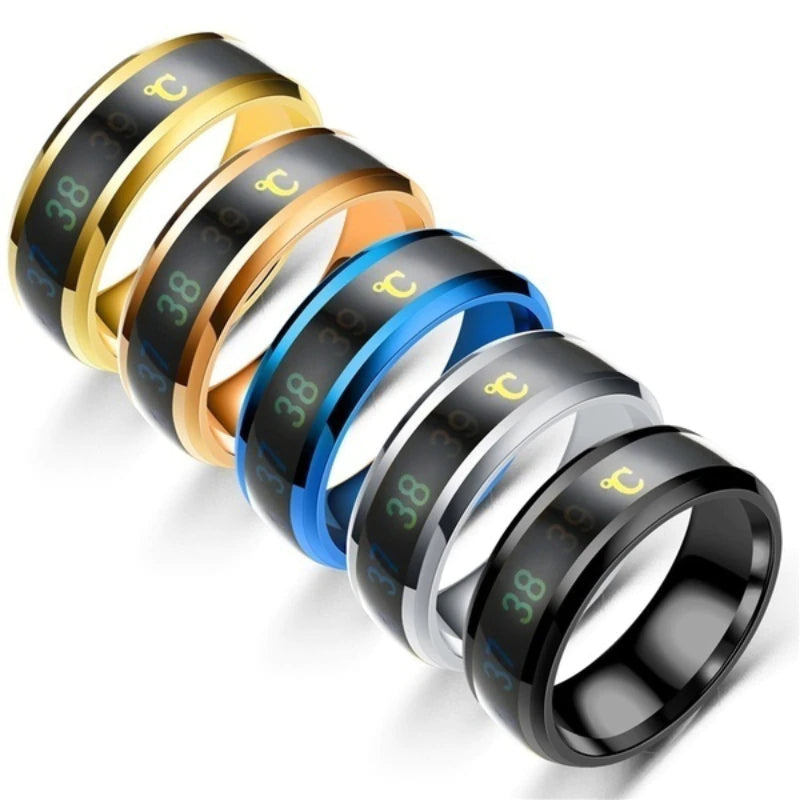 Smart Sensor Body Temperature Ring Stainless Steel Fashion Display Real-time Temperature Test Finger Rings