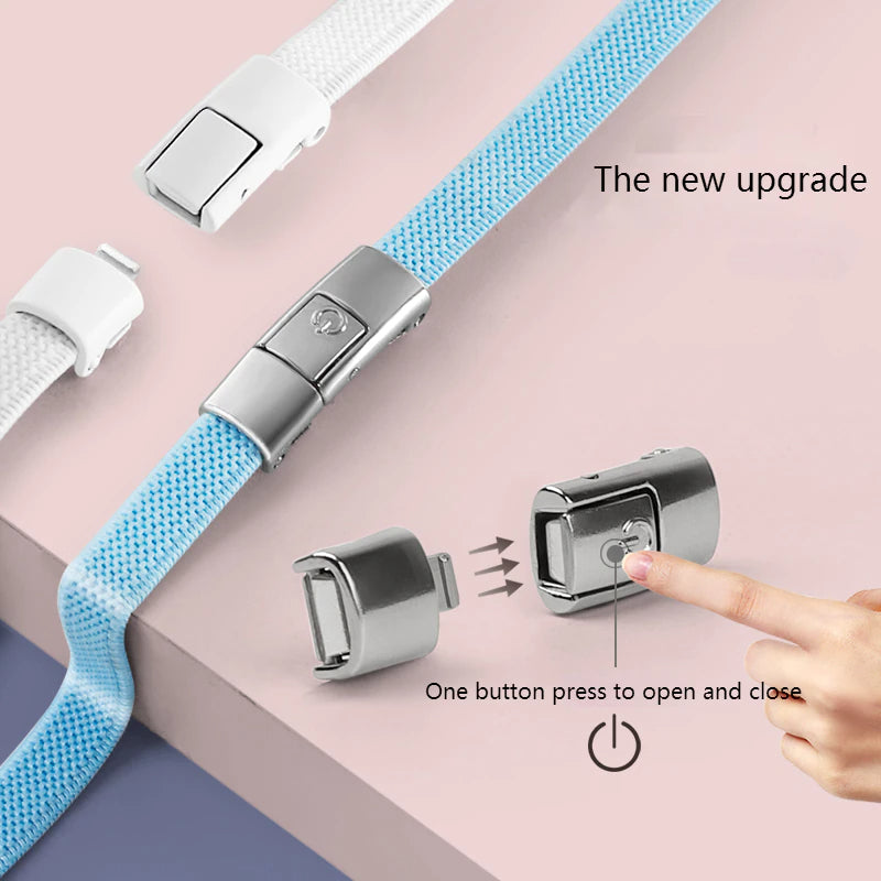2025 No Tie Shoe laces Press Lock Shoelaces without ties Elastic Laces Sneaker Kids Adult 8MM Widened Flat Shoelace for Shoes