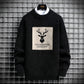 2025 Vintage Sweaters Oversized Mens Knitted Sweater Men Deer Print Pullover Hip Hop Harajuku White Padded Velvet Sweater