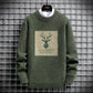 2025 Vintage Sweaters Oversized Mens Knitted Sweater Men Deer Print Pullover Hip Hop Harajuku White Padded Velvet Sweater