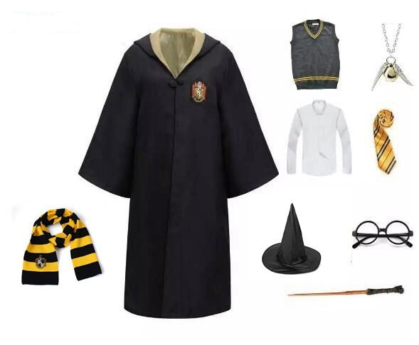 Harry Potter Cosplay Clothes Potter Cosplay Costume Robe Cloak With Tie Scarf Wand Glasses Sweater Shirt Skirt Cosplay Accessories