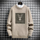 2025 Vintage Sweaters Oversized Mens Knitted Sweater Men Deer Print Pullover Hip Hop Harajuku White Padded Velvet Sweater