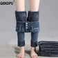 Streetwear High Waist Plush Lined Jeans Winter Thicken Slim Denim Pants Women's Skinny Pencil Vaqueros Vintage Leggings Trousers
