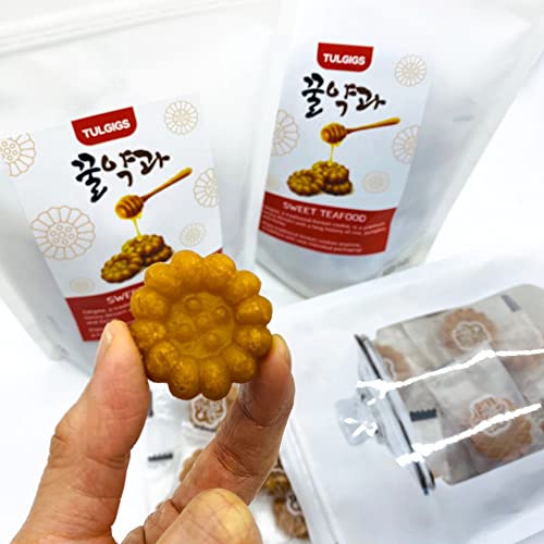 TULGIGS Traditional Korean Sweet Yak Gwa Cookies - Pack of 3 - Freshly Baked, No Additives, Individually Wrapped Asian Dessert Honey Biscuits - Healthier Korean Food Snack Gift