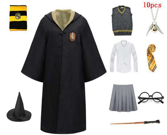 Harry Potter Cosplay Clothes Potter Cosplay Costume Robe Cloak With Tie Scarf Wand Glasses Sweater Shirt Skirt Cosplay Accessories