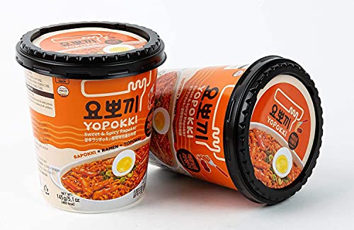 Yopokki Instant Rabokki Cup (Sweet Mild Spicy, Cup of 2) Korean Street food with sweet and moderately spicy sauce Ramen Noodle Topokki Rice Cake - Quick & Easy to Prepare