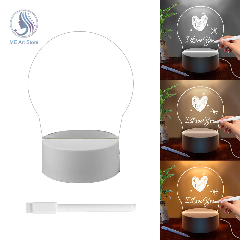 LED Night Light Note Board Message Board With Pen USB Power Decor Night Lamp Gift For Children Girlfriend Decorative Night Lamp