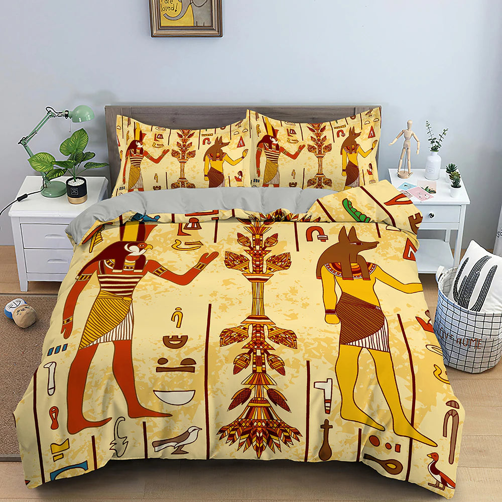 Egyptian Bedding Set Ancient Egypt Civilization Duvet Cover Characters Home Textiles Bedclothes 2/3PCS