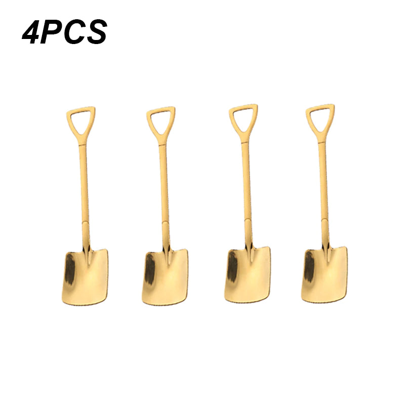 4/8PCS Shovel Spoons Stainless Steel TeaSpoons Creative Coffee Spoon For Ice cream Dessert Scoop Tableware Cutlery set