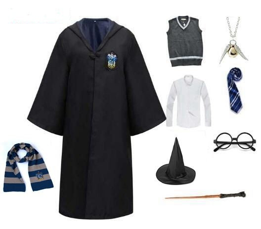 Harry Potter Cosplay Clothes Potter Cosplay Costume Robe Cloak With Tie Scarf Wand Glasses Sweater Shirt Skirt Cosplay Accessories