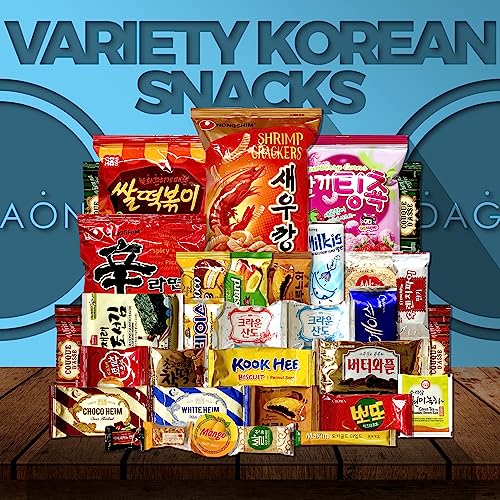 DAGAON Finest [Korean Variety Snack] Box 34 Count – Including [Korean]’s Favorite Chips, Biscuits, Cookies, Pies, Candies. Perfect appetizing for any occasions, gifts and everyone.