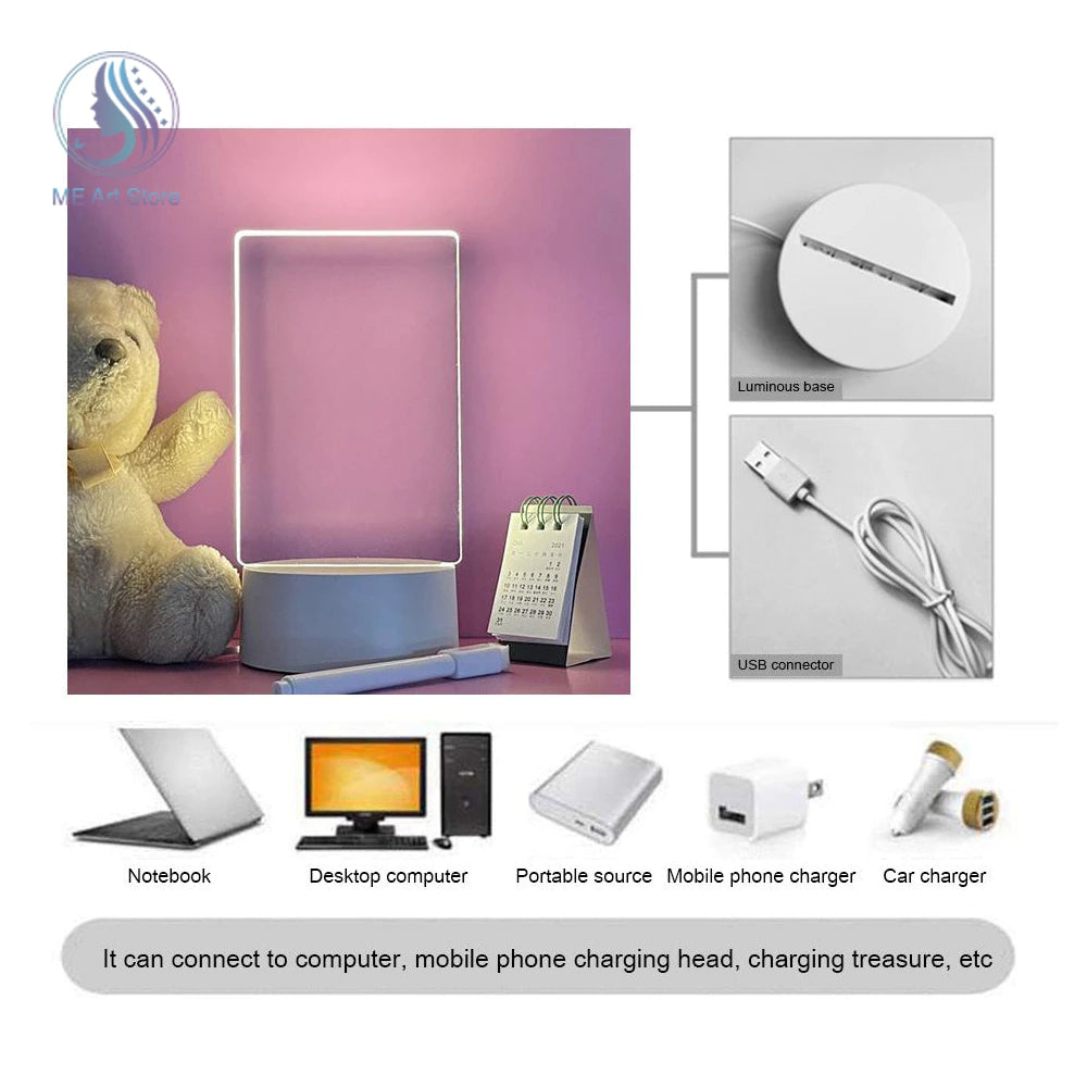 LED Night Light Note Board Message Board With Pen USB Power Decor Night Lamp Gift For Children Girlfriend Decorative Night Lamp