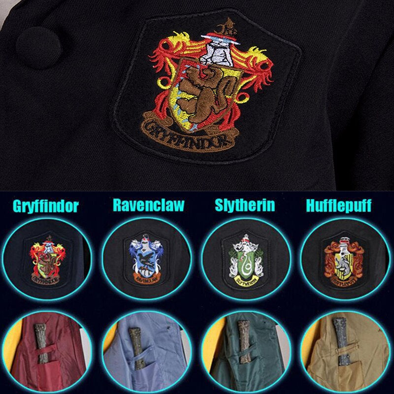 Harry Potter Cosplay Clothes Potter Cosplay Costume Robe Cloak With Tie Scarf Wand Glasses Sweater Shirt Skirt Cosplay Accessories