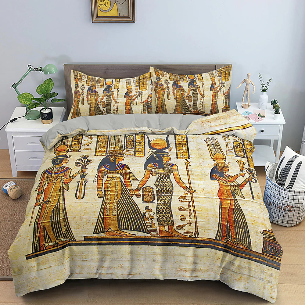 Egyptian Bedding Set Ancient Egypt Civilization Duvet Cover Characters Home Textiles Bedclothes 2/3PCS