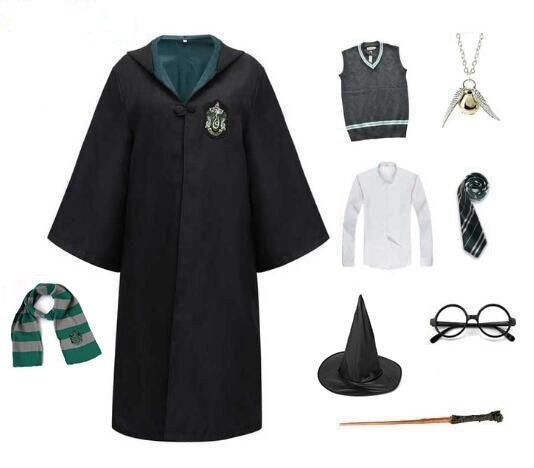Harry Potter Cosplay Clothes Potter Cosplay Costume Robe Cloak With Tie Scarf Wand Glasses Sweater Shirt Skirt Cosplay Accessories