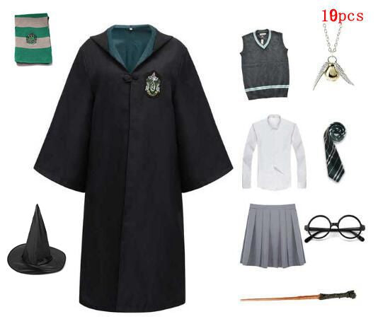 Harry Potter Cosplay Clothes Potter Cosplay Costume Robe Cloak With Tie Scarf Wand Glasses Sweater Shirt Skirt Cosplay Accessories