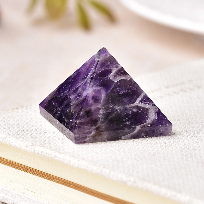 Hot Sale Natural Fluorite Crystal Pyramid Quartz Healing Stone Chakra Reiki Crystal Tiger Eye Point Home Decor Crafts Of Gem Stone 1PC