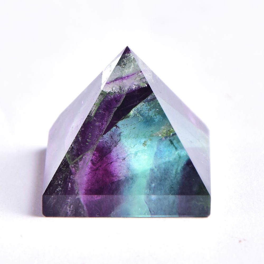 Hot Sale Natural Fluorite Crystal Pyramid Quartz Healing Stone Chakra Reiki Crystal Tiger Eye Point Home Decor Crafts Of Gem Stone 1PC