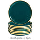 Ceramic Dinner Plates Dinnerware Set Dishes Luxury Green Food Dessert Plate Salad Soup Bowl Tableware Set for Restaurant Hotel